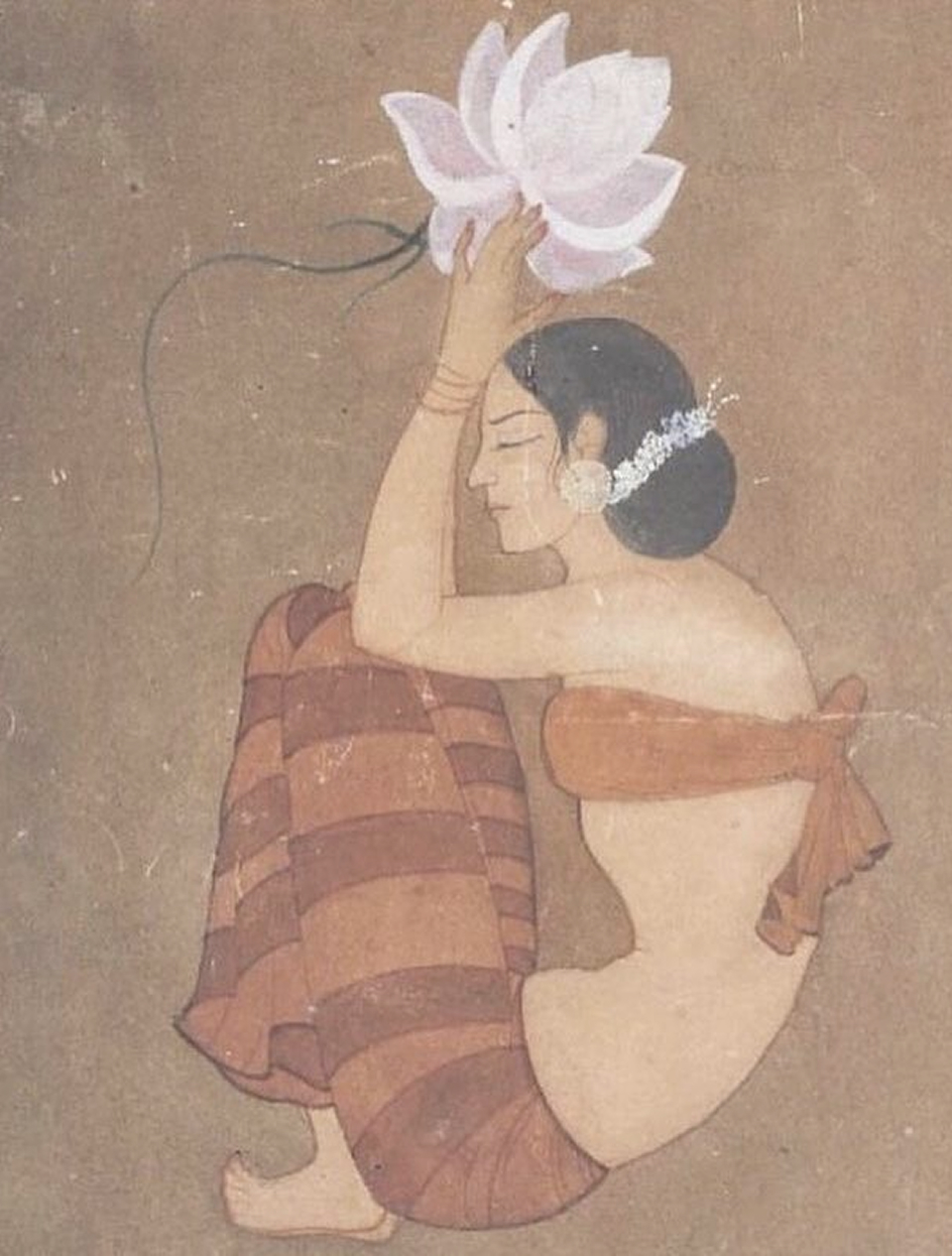 Illustration af kvinde med lotusblomst