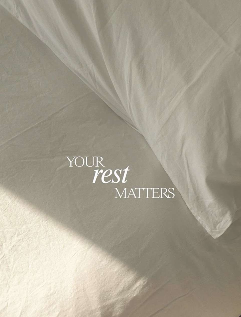 Lyst senget&oslash;j med teksten Your rest matters